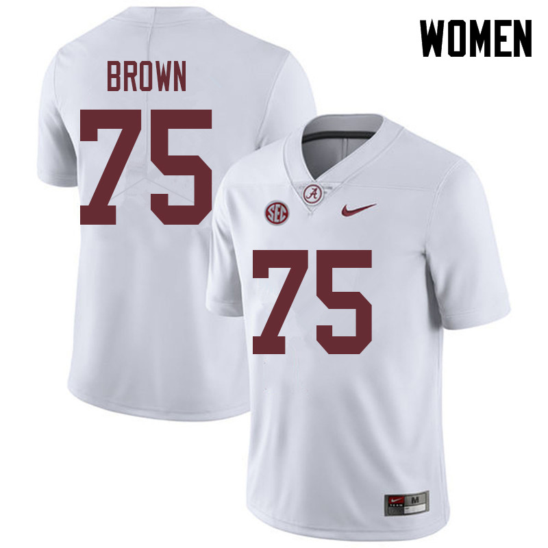 Alabama Crimson Tide Women's Tommy Brown #75 White NCAA Nike Authentic Stitched 2018 College Football Jersey JE16F50VA